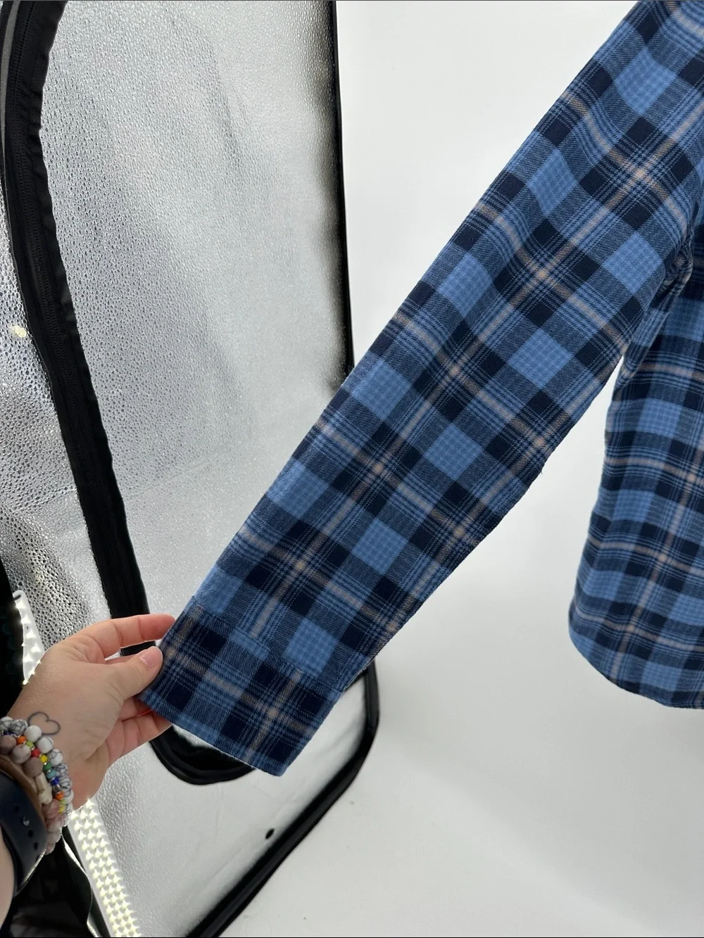 Levi's Heritage Outdoor Grunge Blue/Black Plaid Button Down Western Shirt SzM